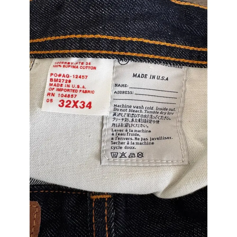New AG Adriano Goldschmied Men’s Dark Blue Hero Relaxed Straight Jeans Size 32